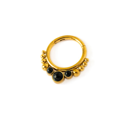 Golden Siti Clicker Ring with Black Onyx right side view