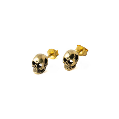 Golden Skull Stud Earrings side view