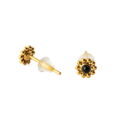 Golden Devina Studs with Onyx