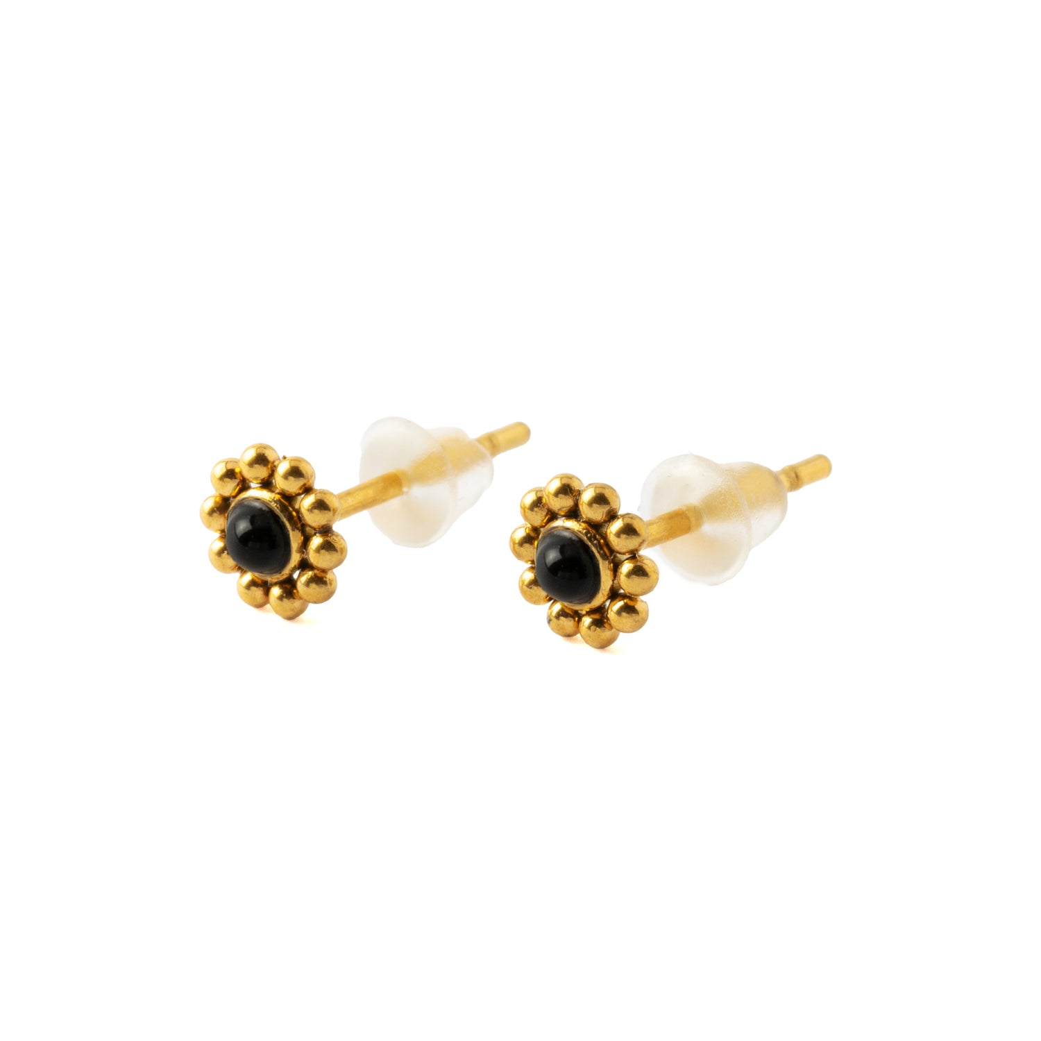 Golden Devina Studs with Onyx