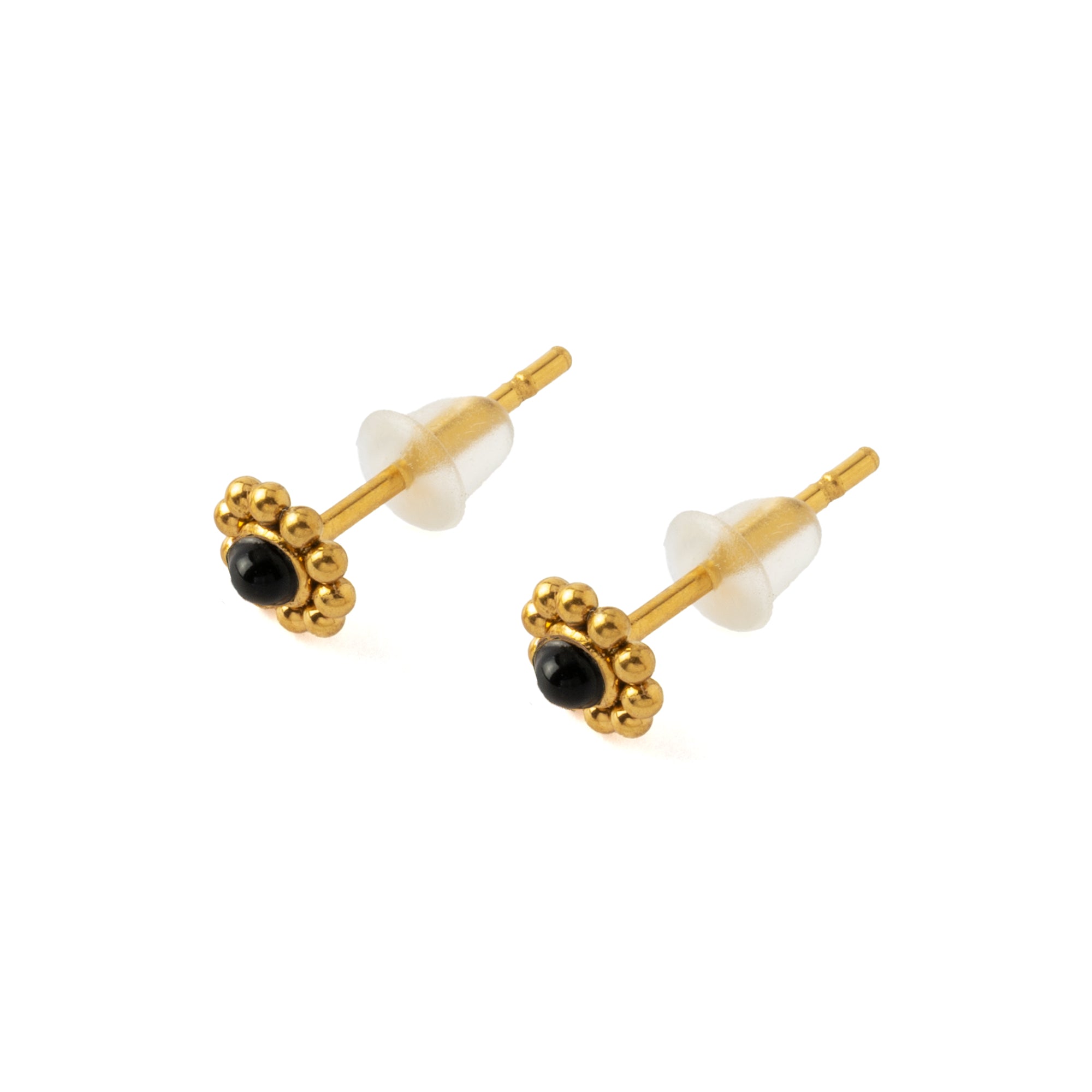 Golden Devina Studs with Onyx