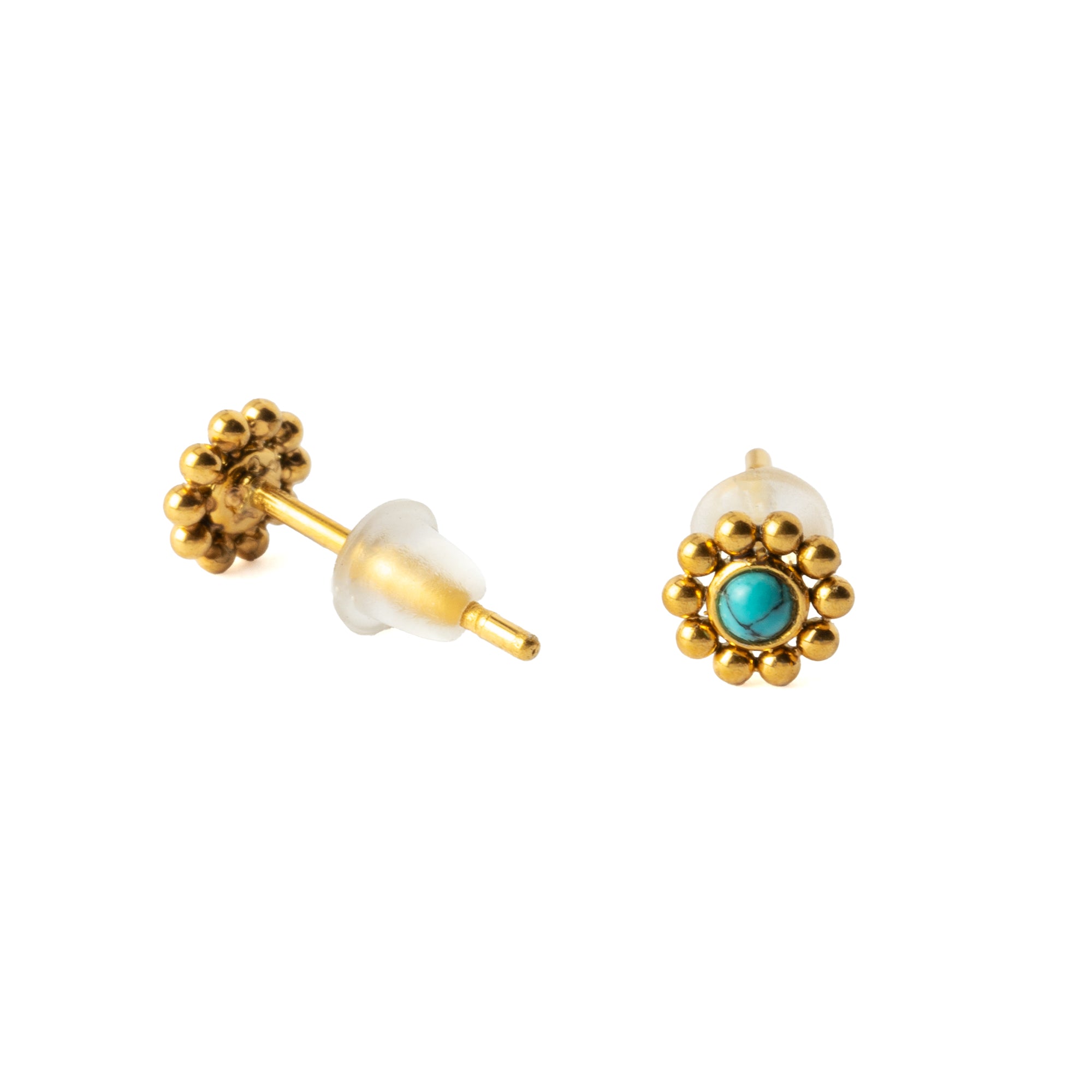 Golden Devina Studs with Turquoise