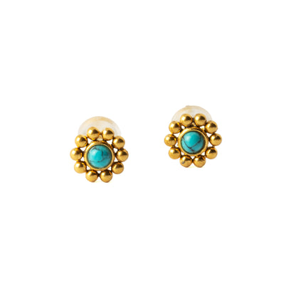 Golden Devina Studs with Turquoise