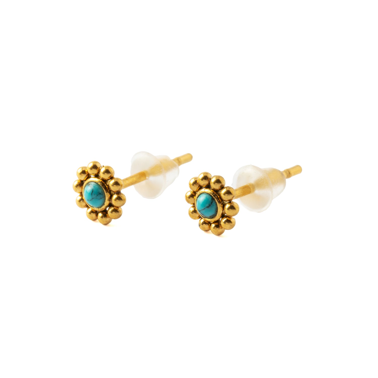 Golden Devina Studs with Turquoise