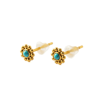 Golden Devina Studs with Turquoise