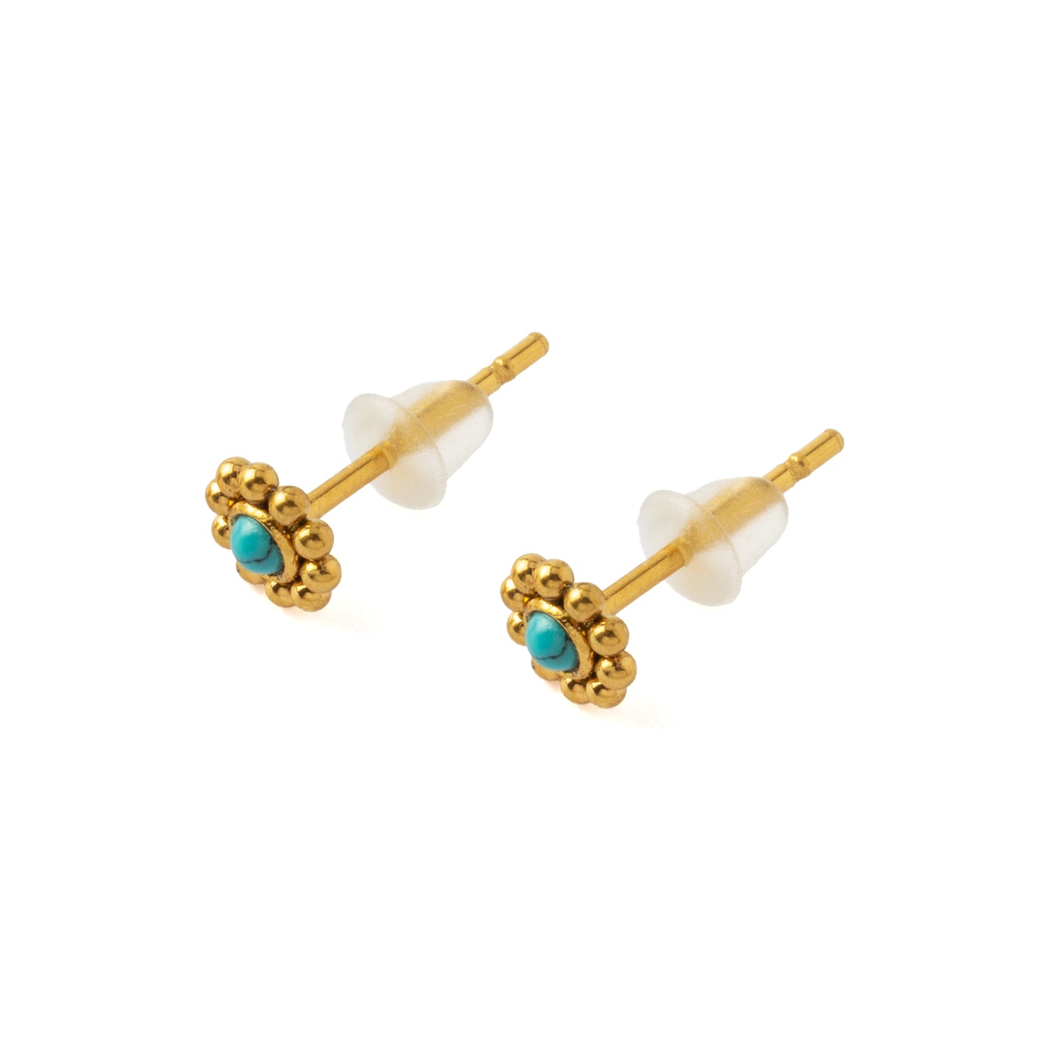 Golden Devina Studs with Turquoise