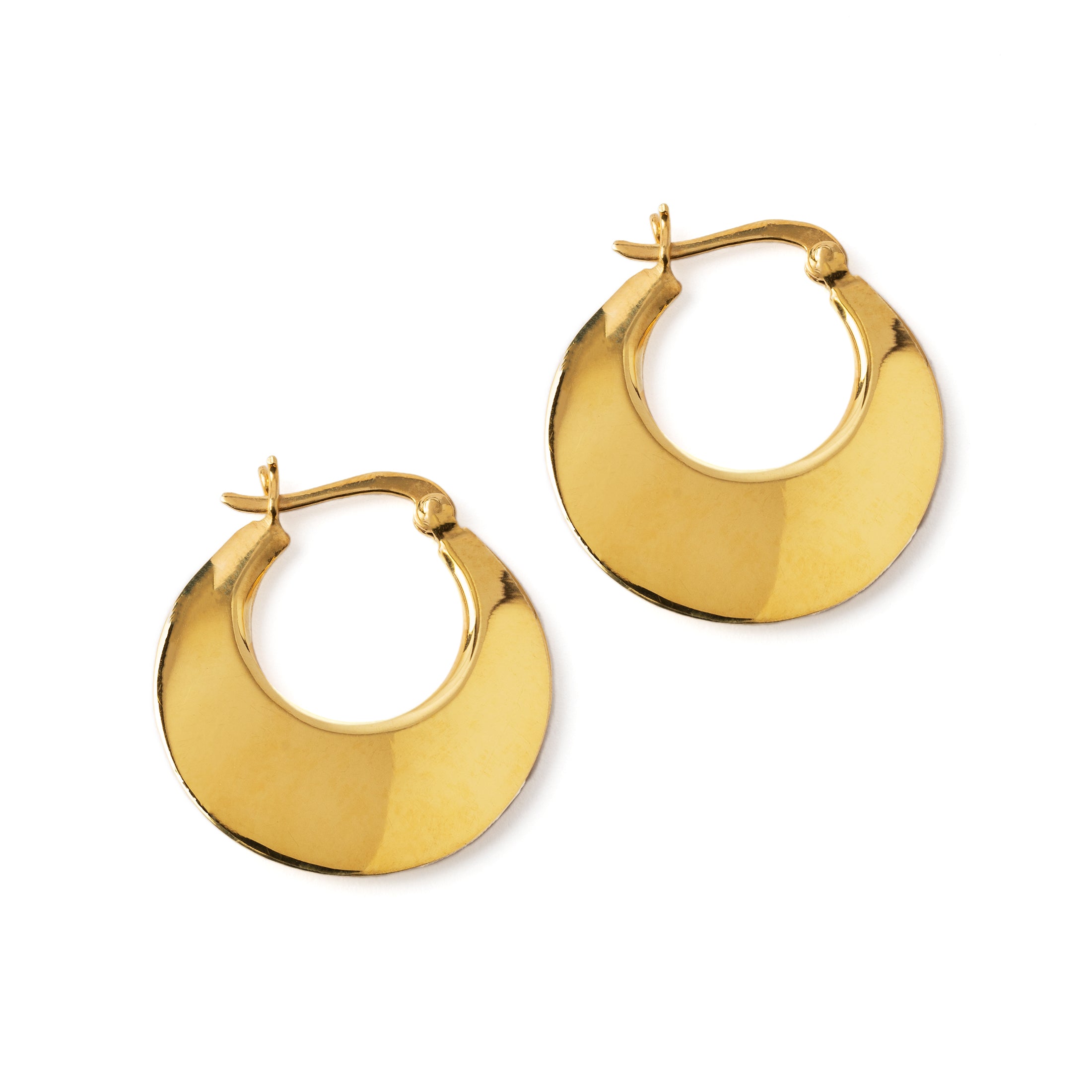 Gold Flat Crescent Hoops frontal view