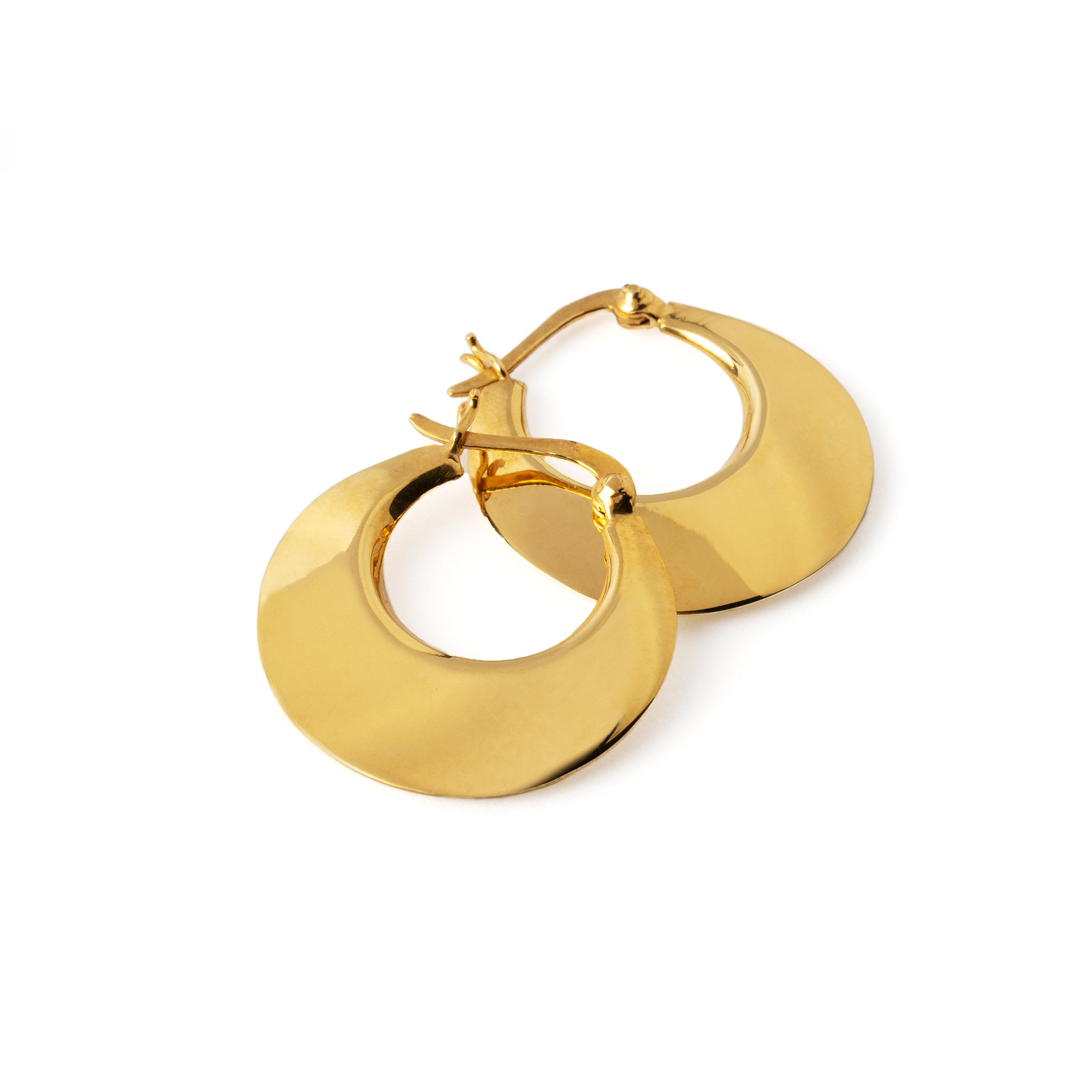 Gold Flat Crescent Hoops frontal view