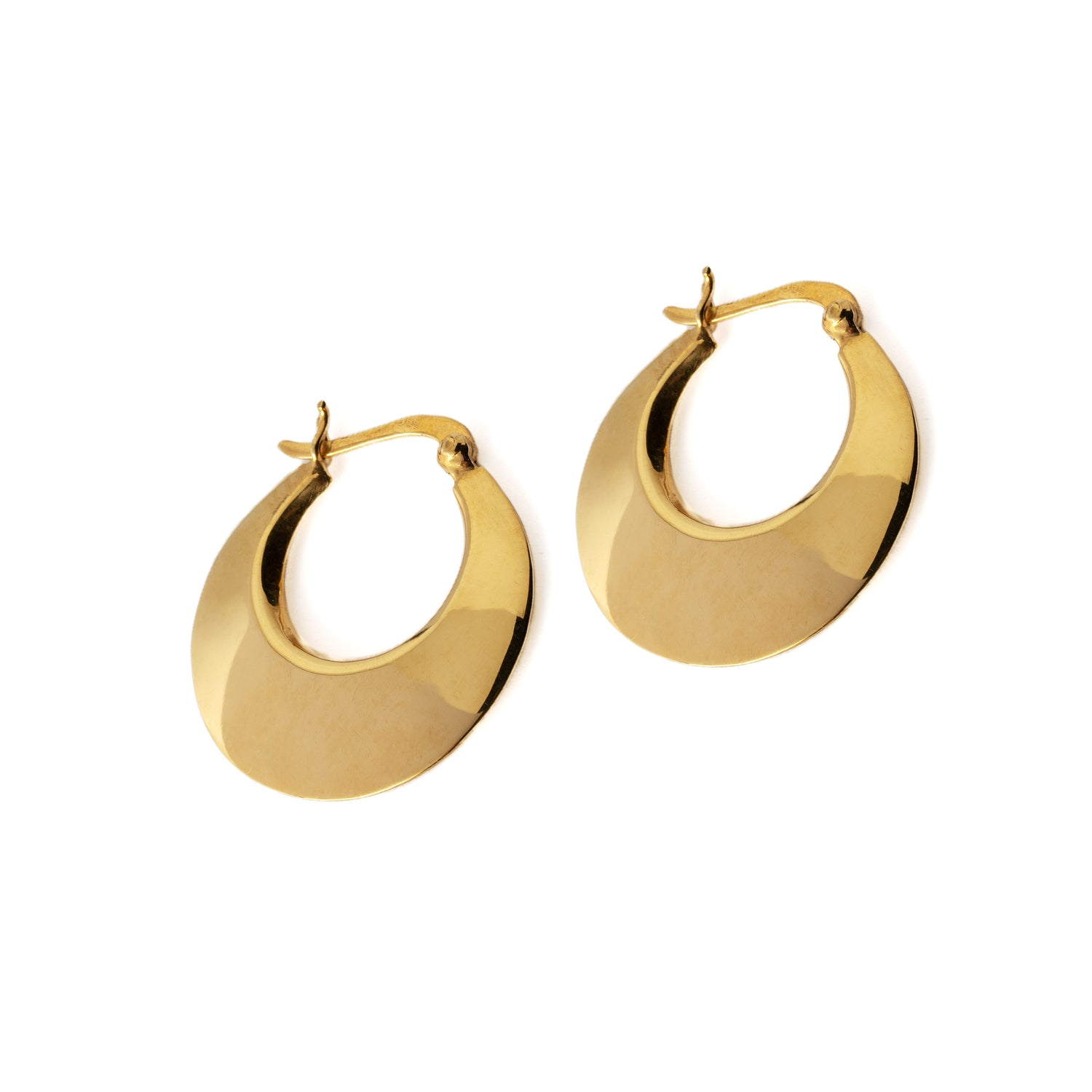 Gold Flat Crescent Hoops right side view