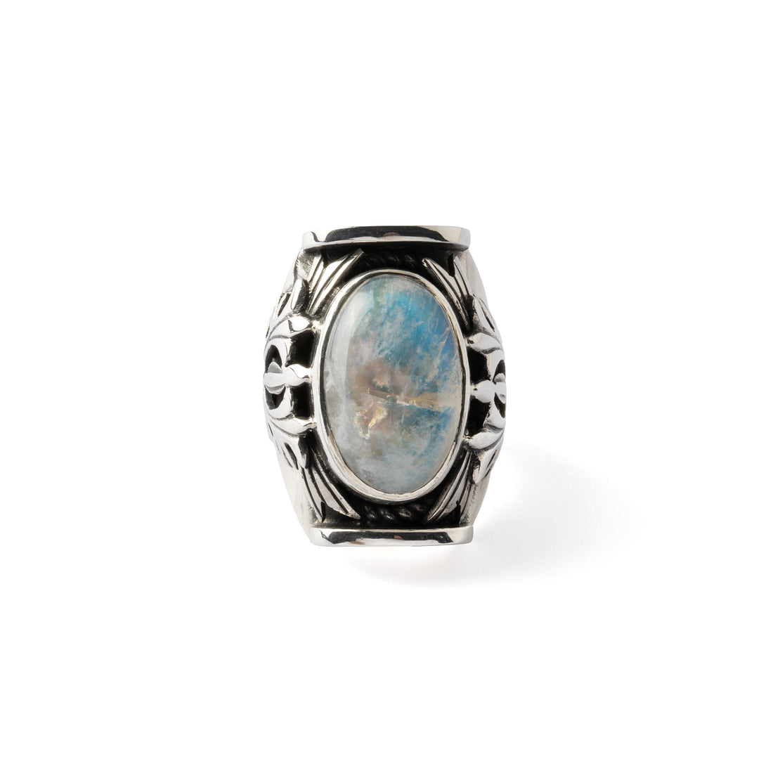Hallmarked Silver Saddle Ring with Moonstone