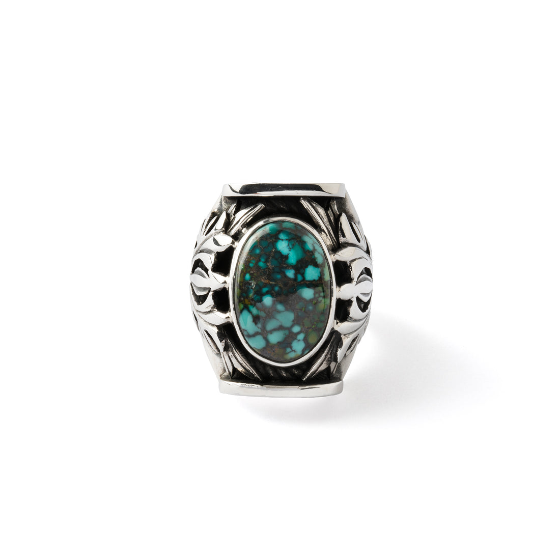 Hallmarked Silver Saddle Ring with Tibetan Turquoise 1