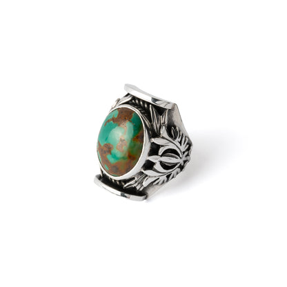 Hallmarked Silver Saddle Ring with Tibetan Turquoise 2