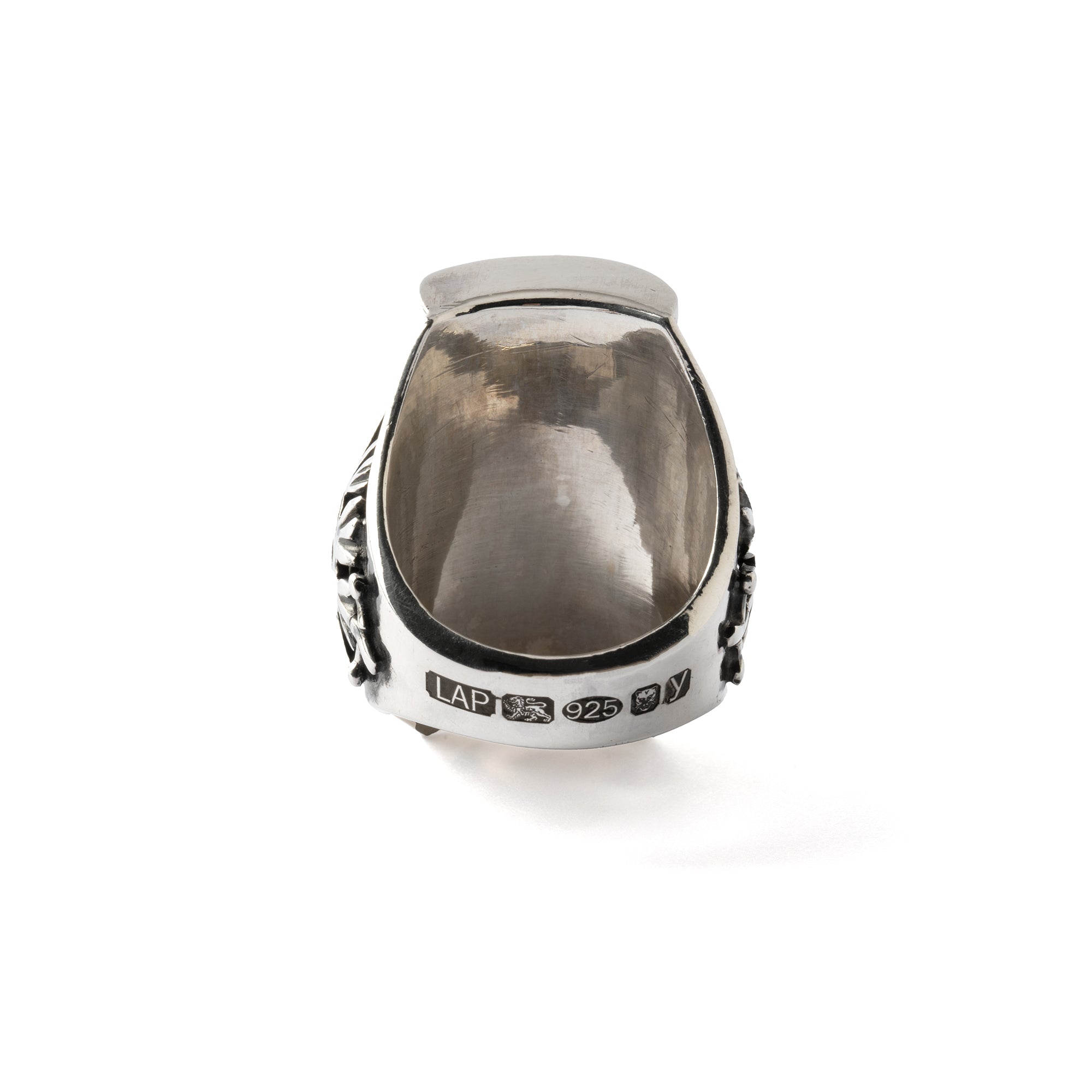 Hallmarked Silver Saddle Ring with Tibetan Turquoise