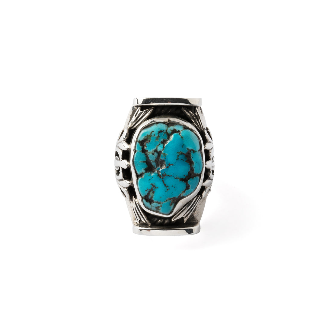 Hallmarked Silver Saddle Ring with Turquoise
