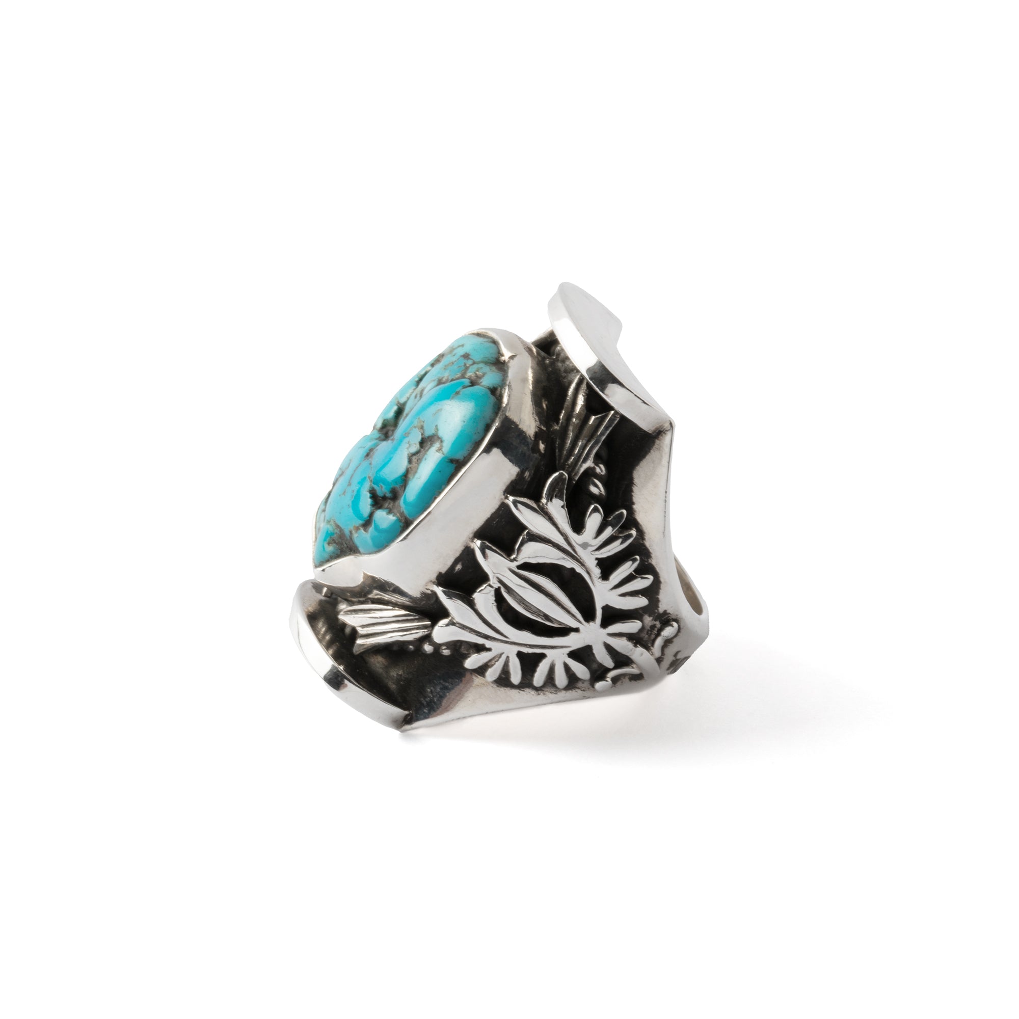 Hallmarked Silver Saddle Ring with Turquoise