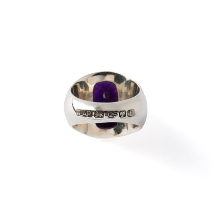 Hallmarked Silver Ring with African Amethyst Bezel