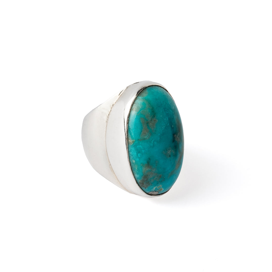 Hallmarked Silver Ring with American Turquoise