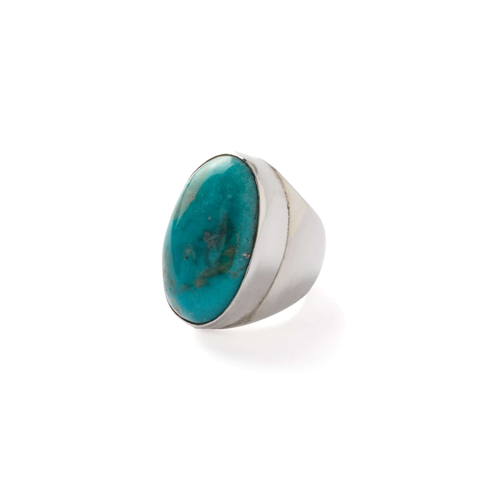 Hallmarked Silver Ring with American Turquoise
