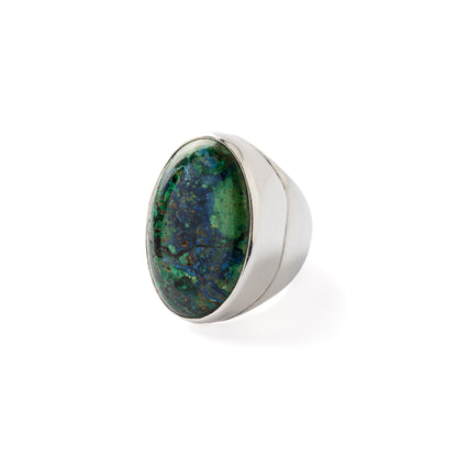 Hallmarked Silver Ring with Chrysocolla I