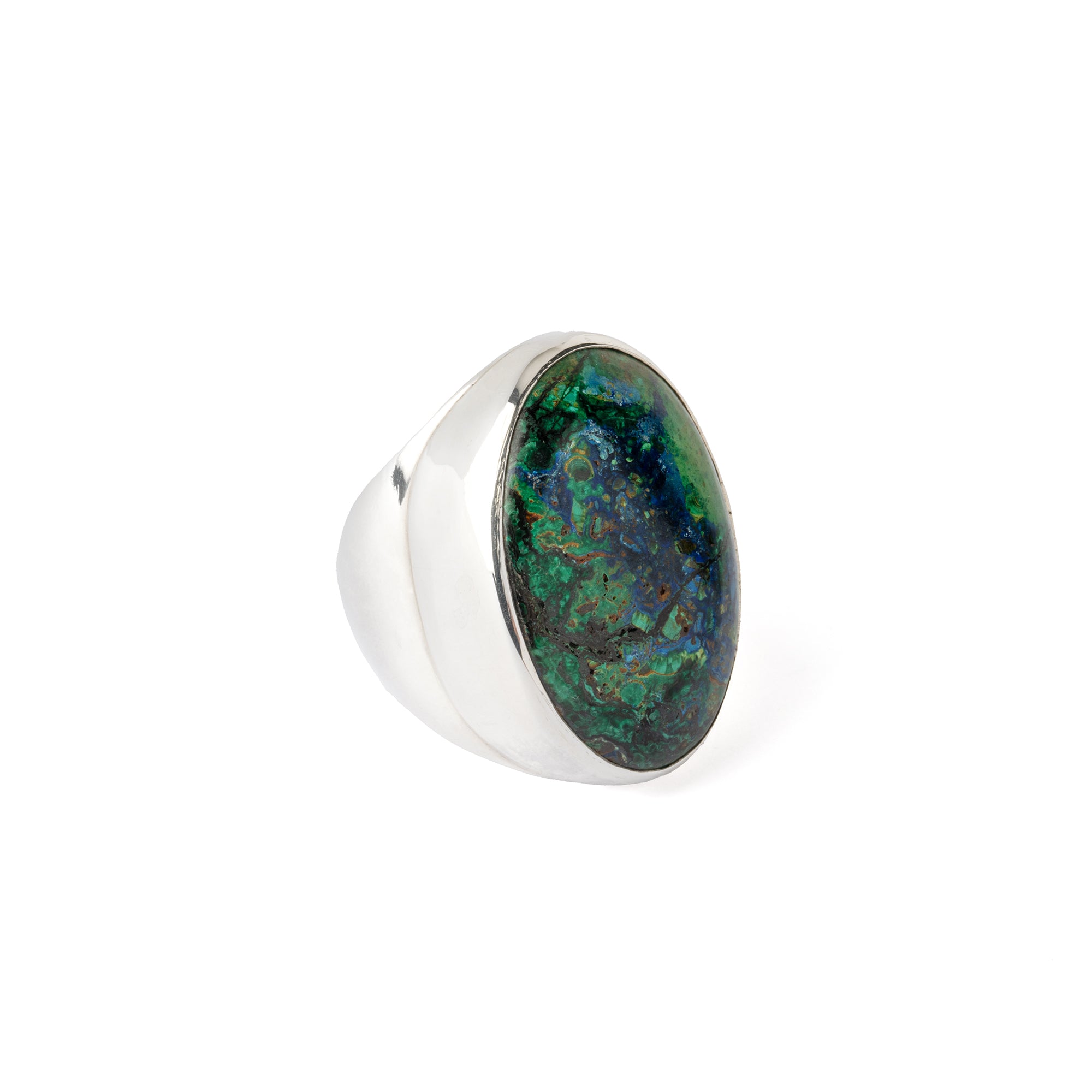 Hallmarked Silver Ring with Chrysocolla