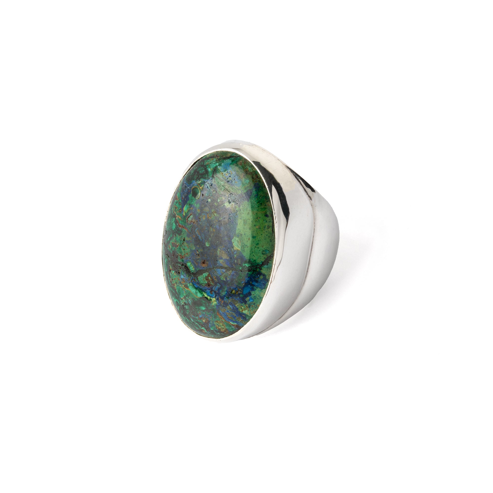 Hallmarked Silver Ring with Chrysocolla