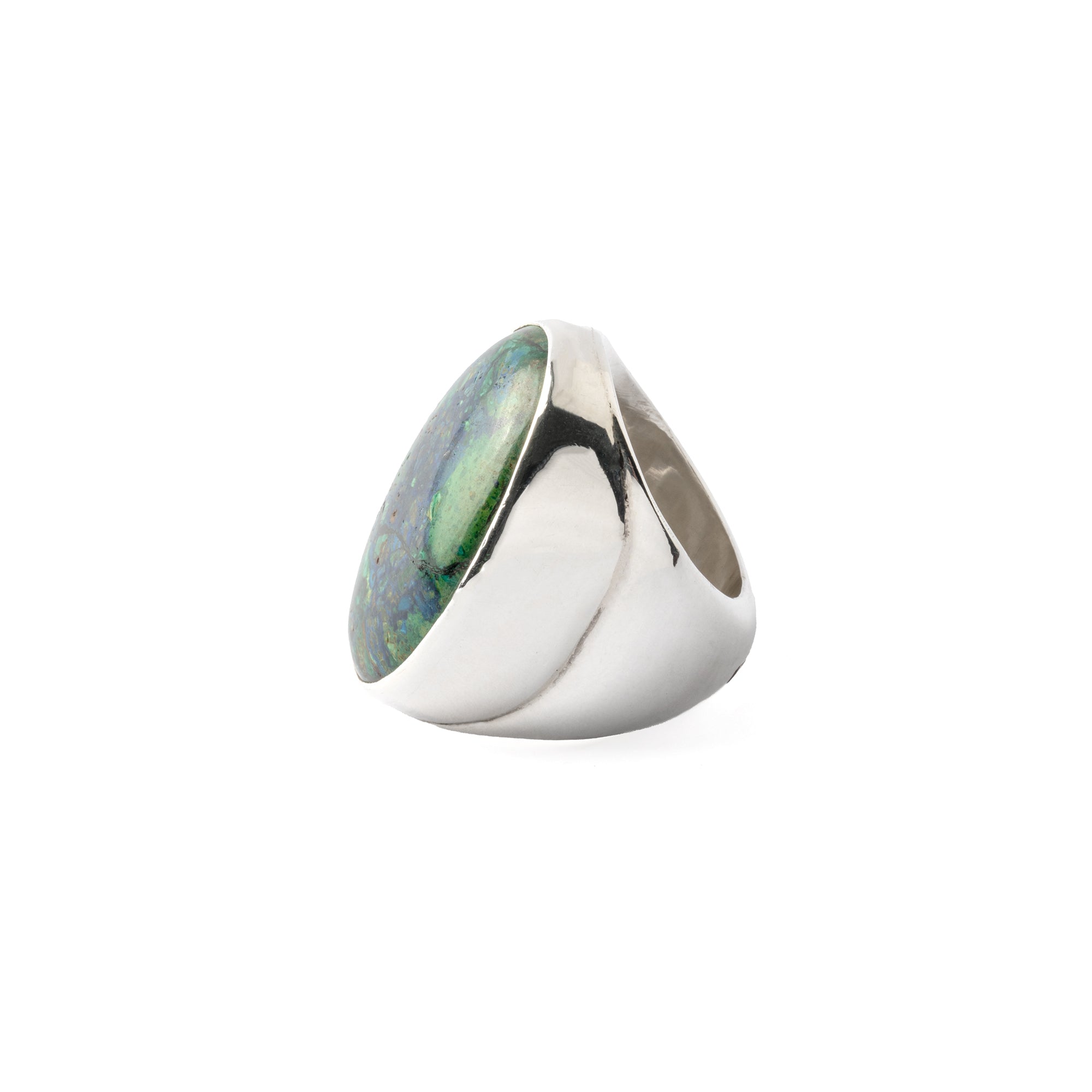 Hallmarked Silver Ring with Chrysocolla