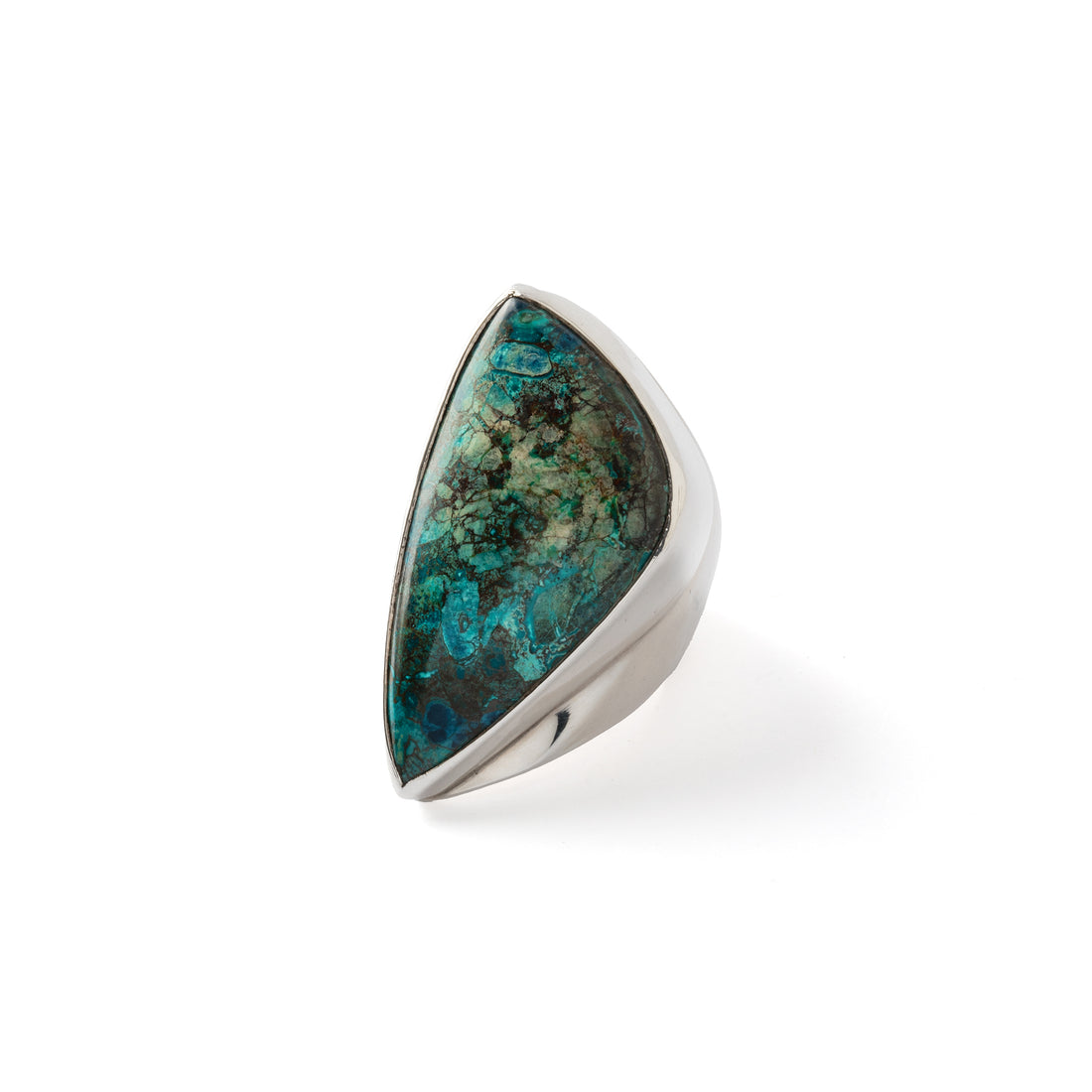 Hallmarked Silver Ring with Chrysocolla