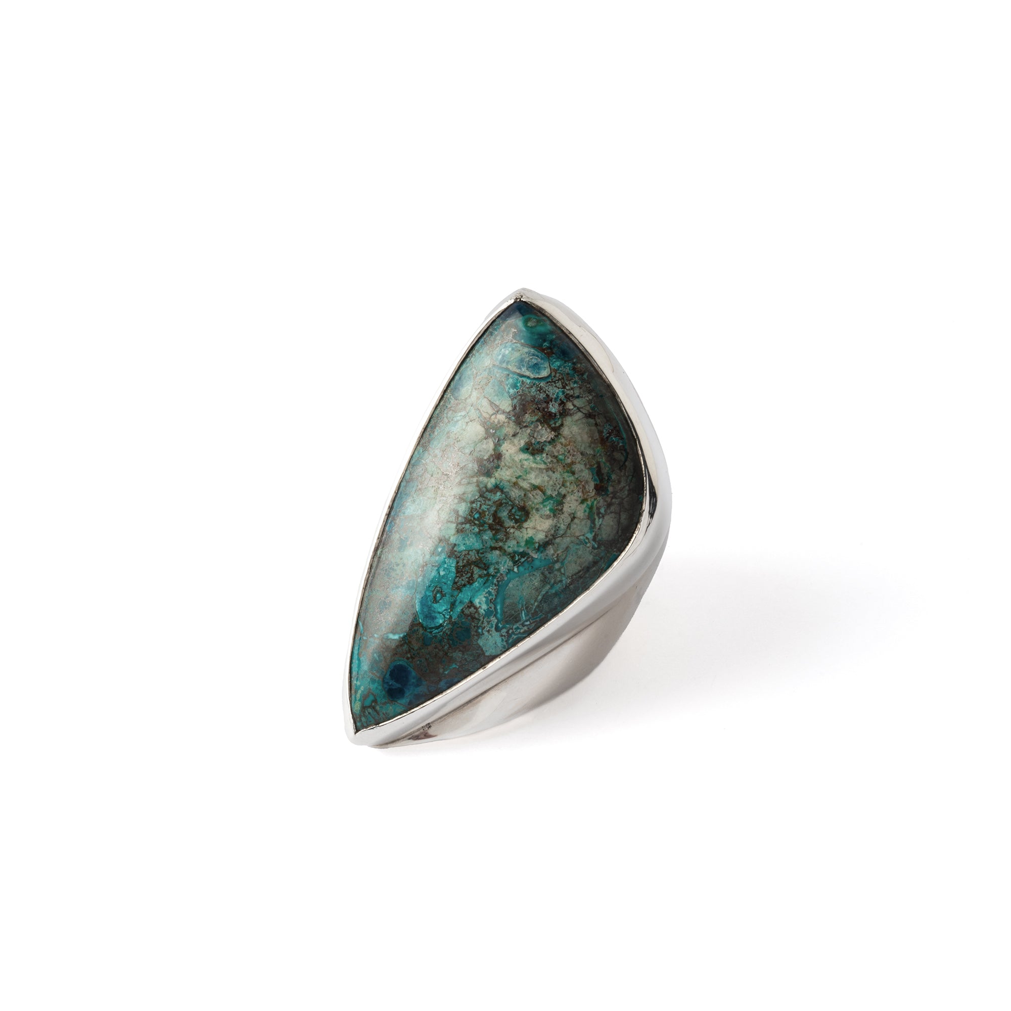 Hallmarked Silver Ring with Chrysocolla