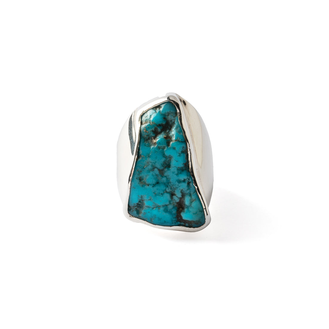 Hallmarked Silver Ring with rough American Turquoise |