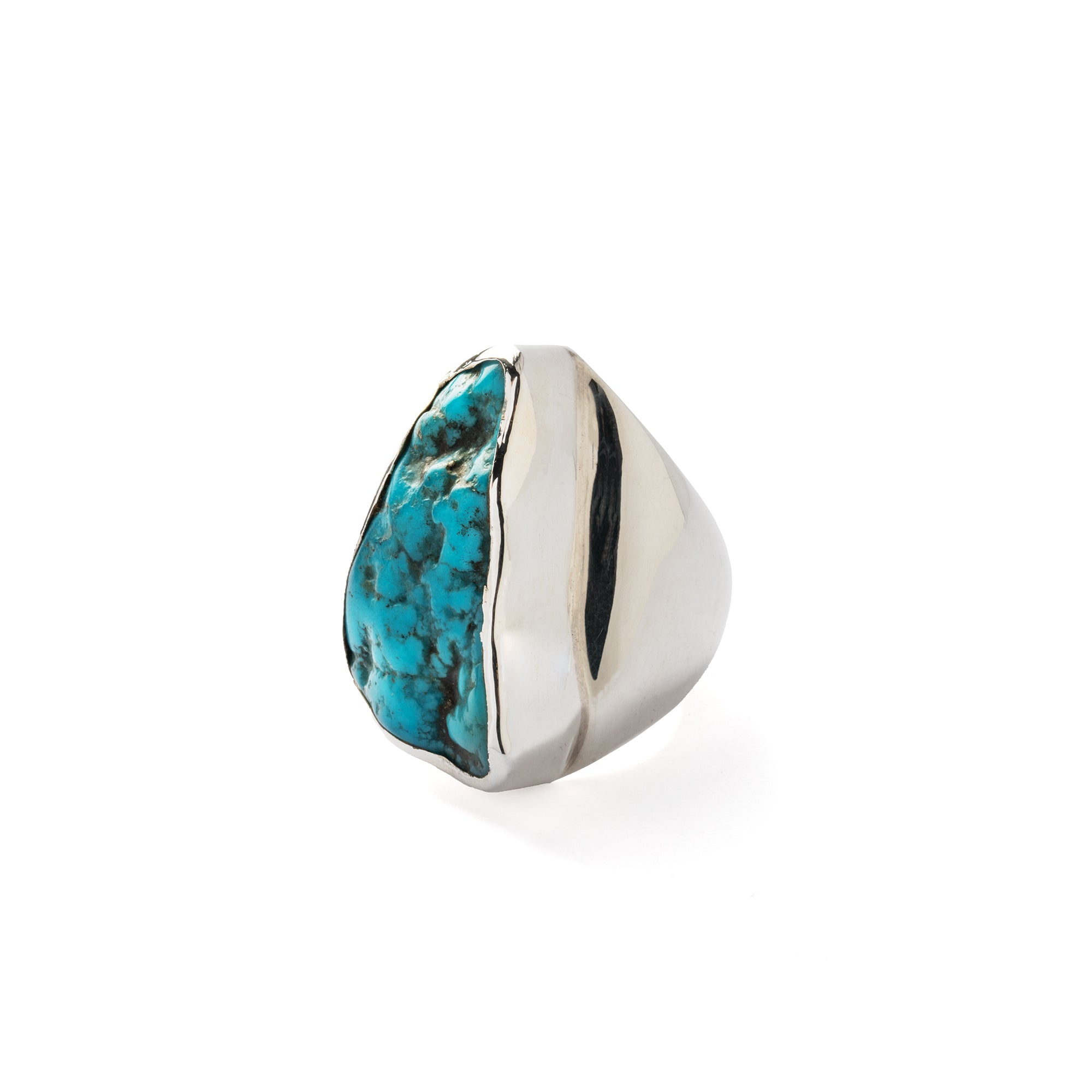 Hallmarked Silver Ring with rough American Turquoise |