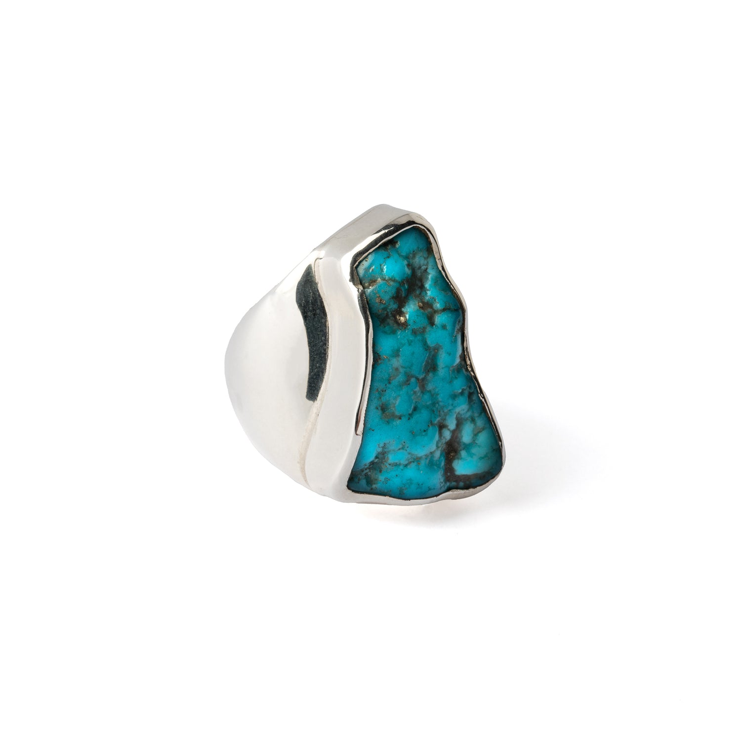 Hallmarked Silver Ring with rough American Turquoise |