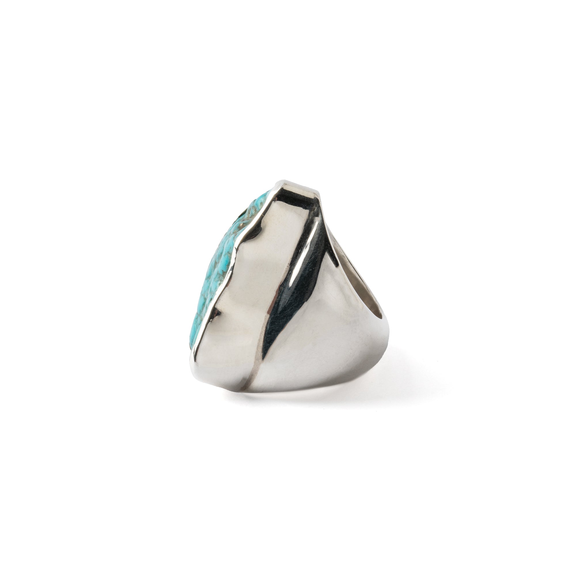 Hallmarked Silver Ring with rough American Turquoise |