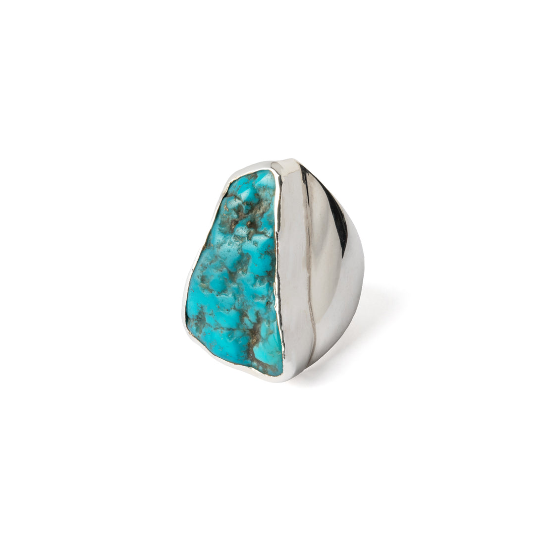 Hallmarked Silver Ring with rough American Turquoise |