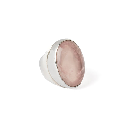 Hallmarked Silver Ring with Rose Quartz