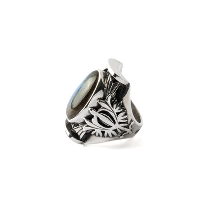Hallmarked Silver Saddle Ring with Labradorite