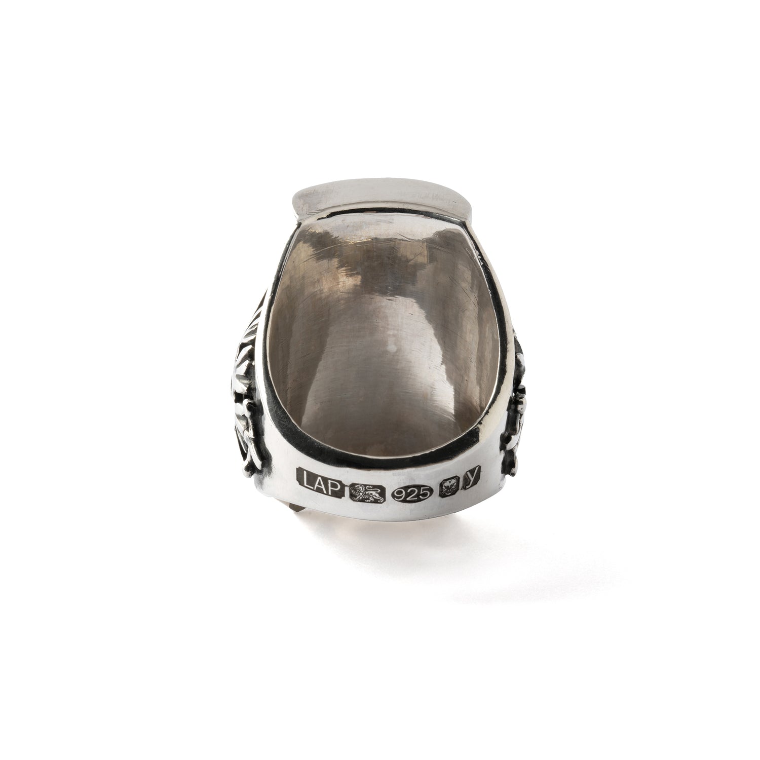 Hallmarked Silver Saddle Ring with Labradorite