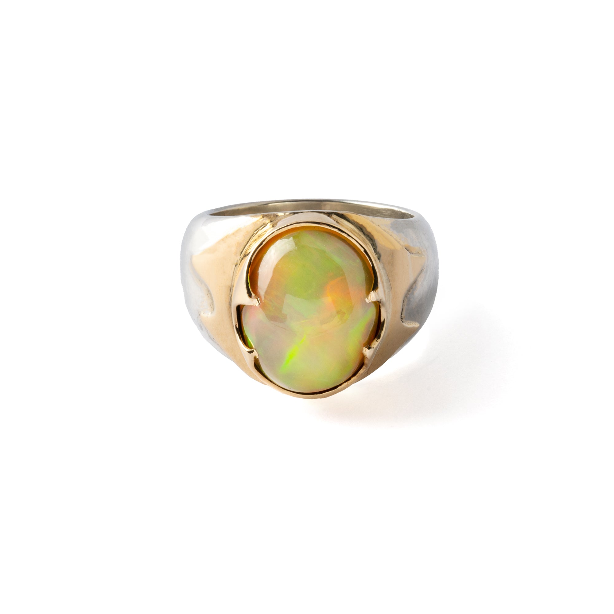 Hallmarked Silver Ring with Ethiopian Opal