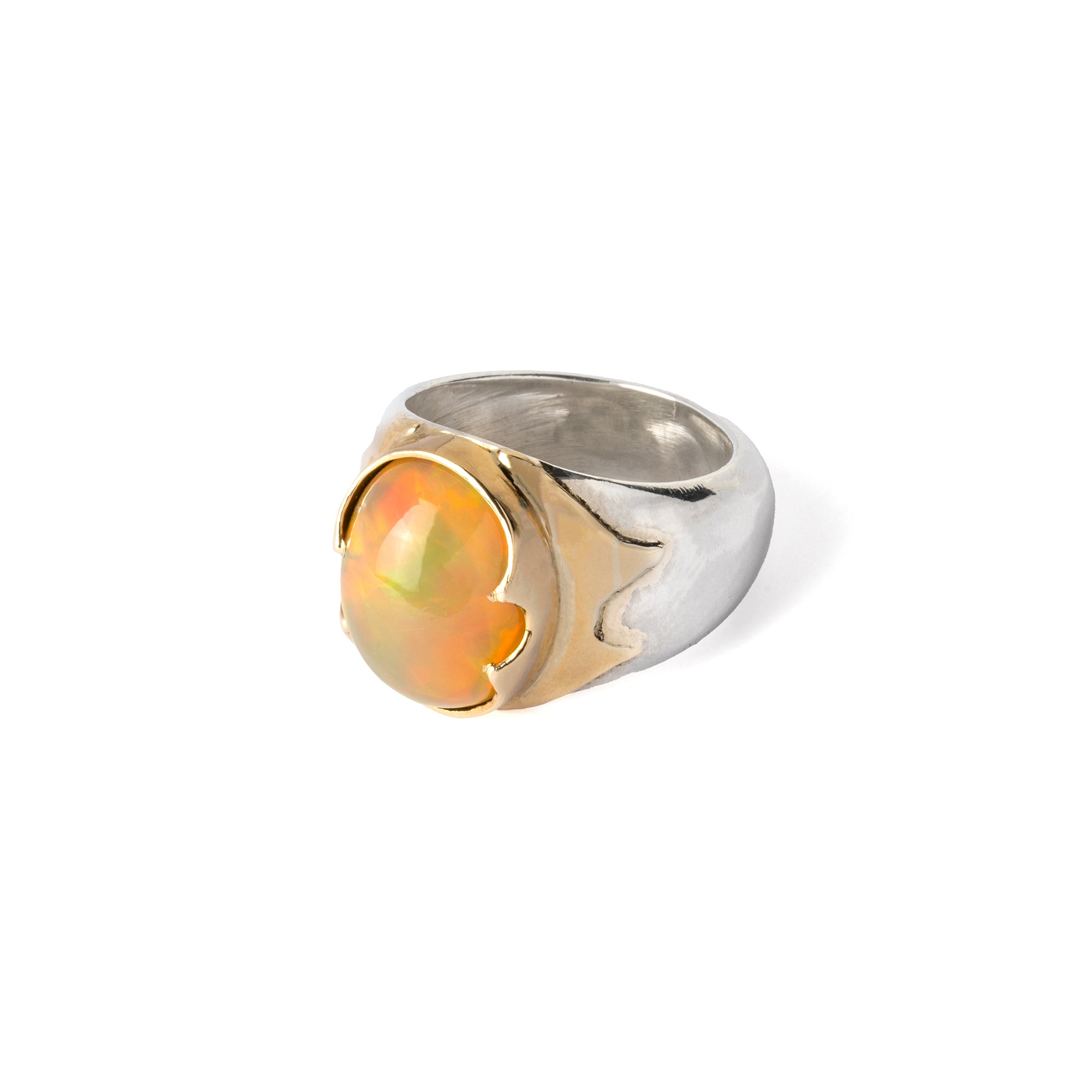 Hallmarked Silver Ring with Ethiopian Opal
