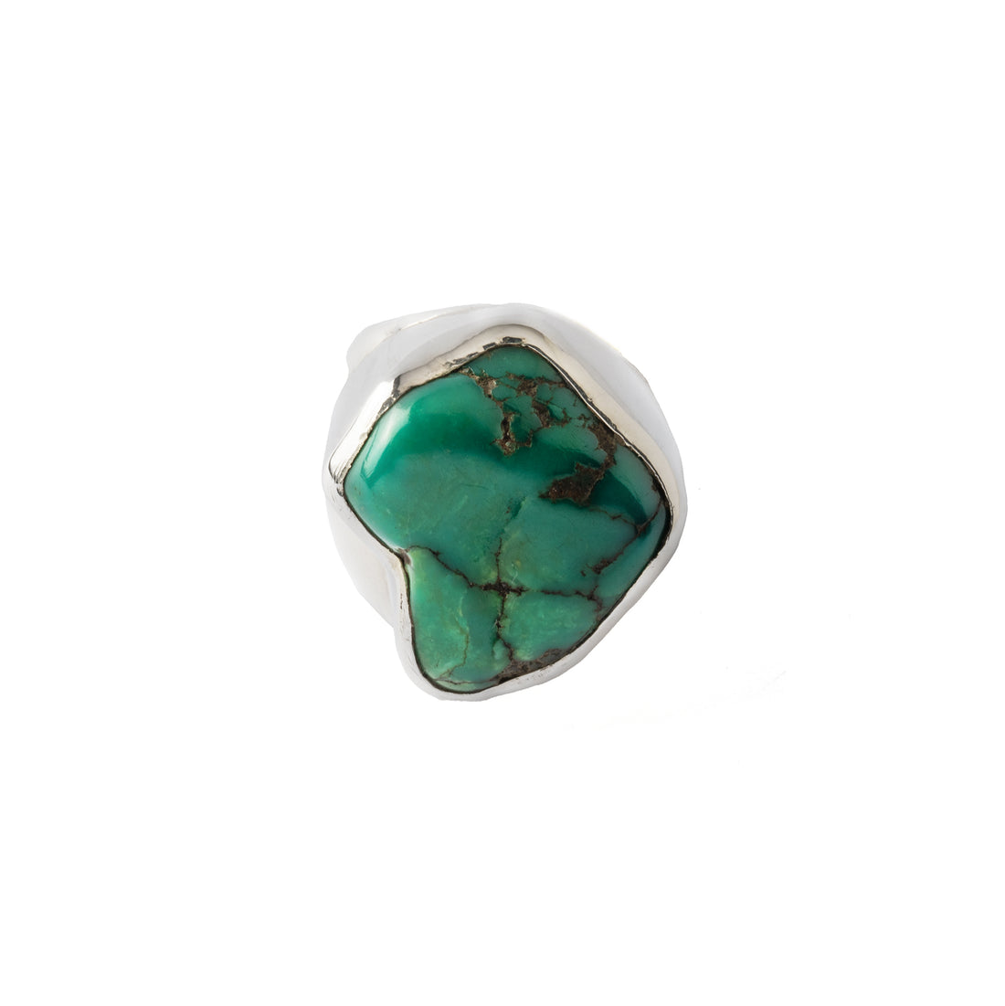 Hallmarked Silver Ring with Tibetan Turquoise