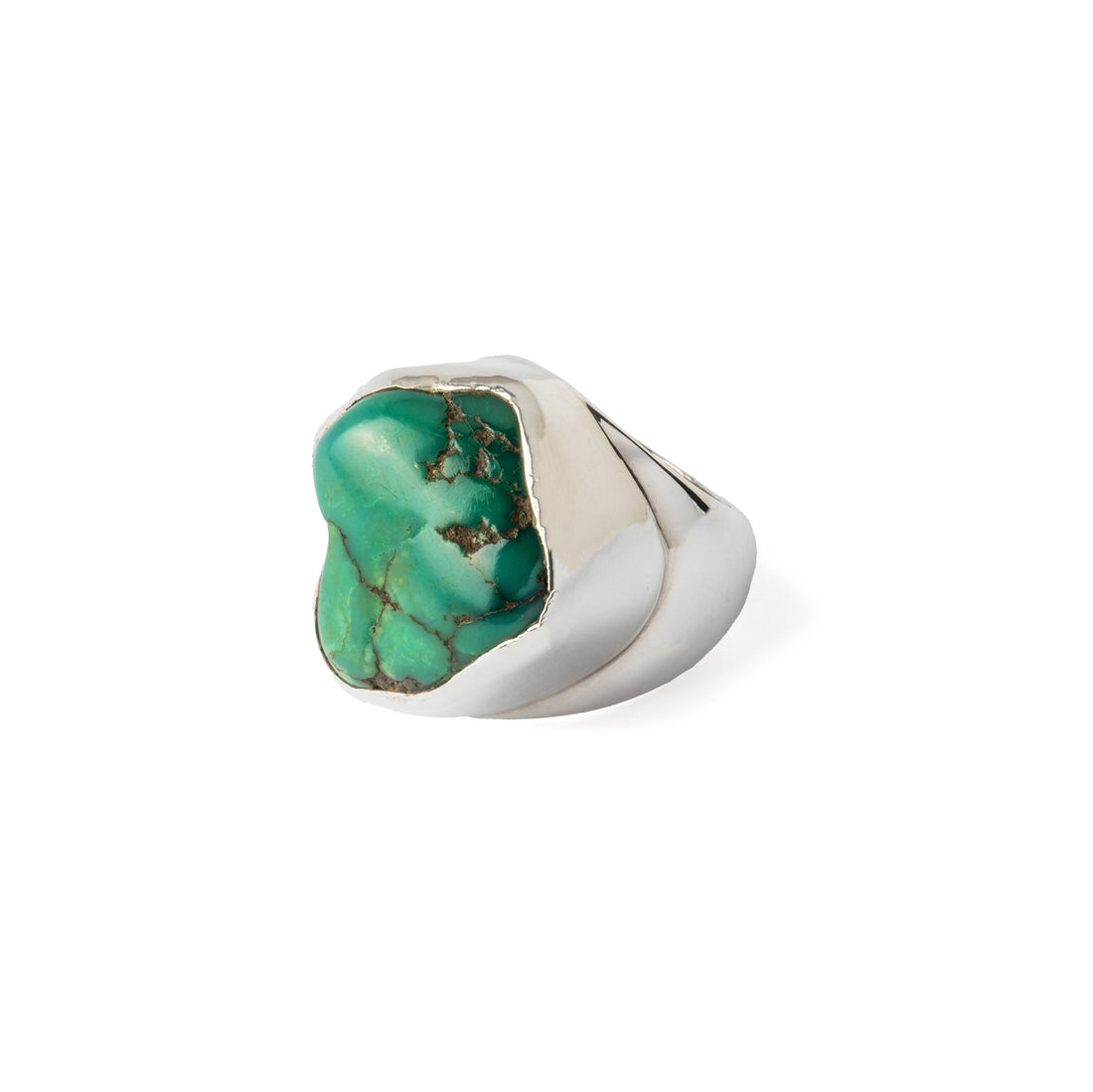 Hallmarked Silver Ring with Tibetan Turquoise