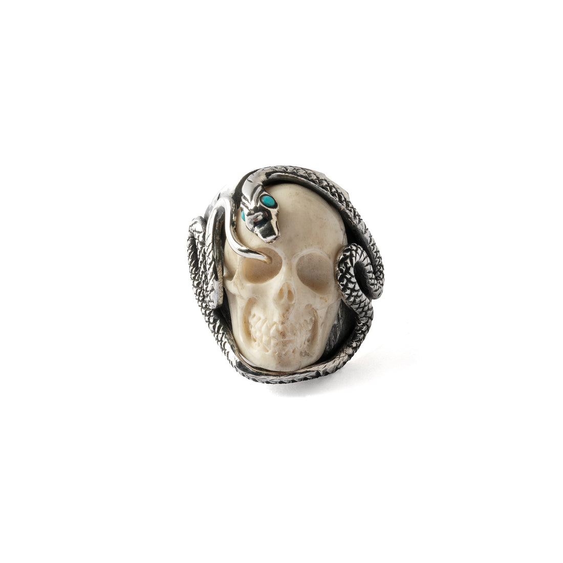 Hallmarked Silver Skull and Snake Ring