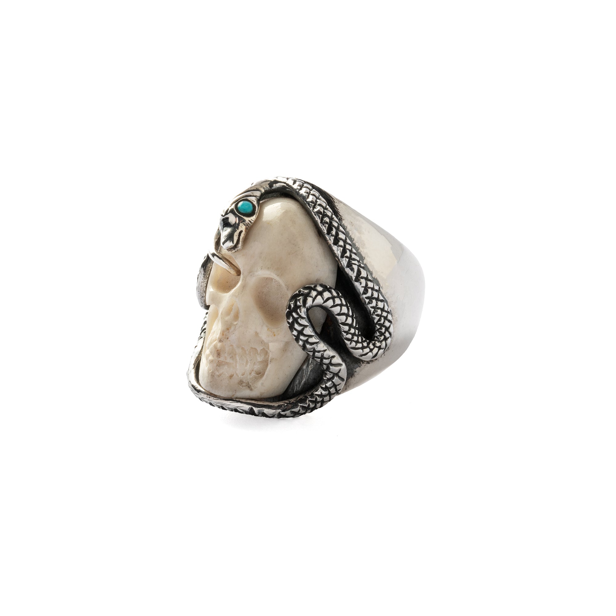 Hallmarked Silver Skull and Snake Ring