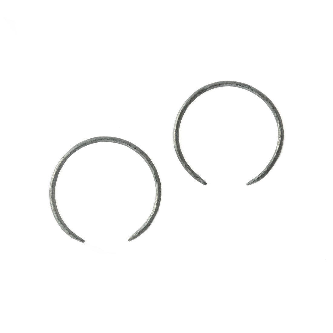 Hammered Black Silver Horseshoe Earrings frontal view