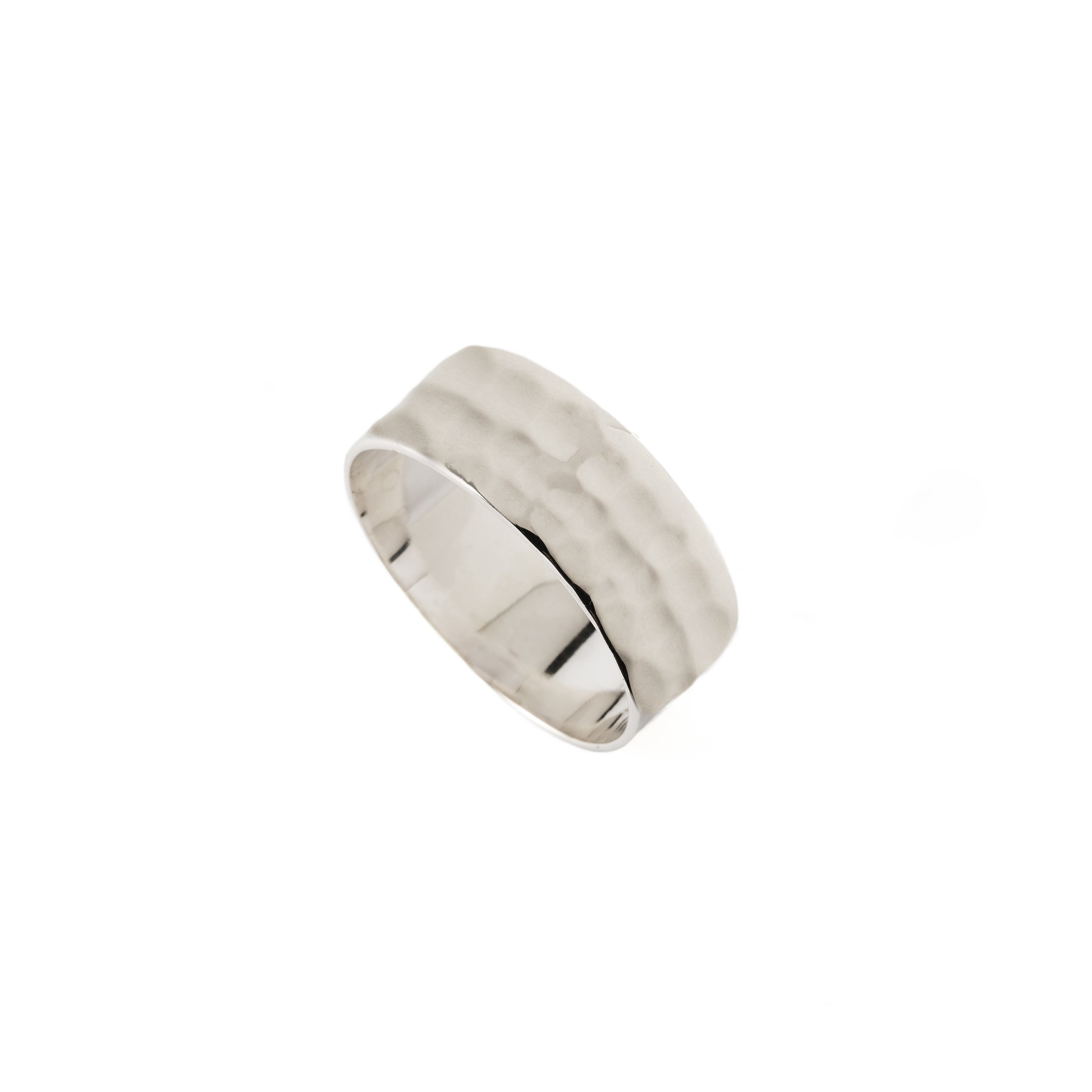 Hammered Silver Band Ring side view