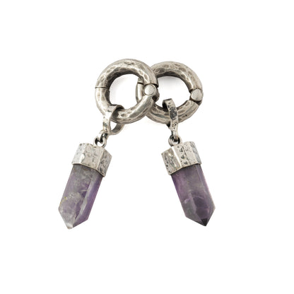 Silver Hoop Weights with Amethyst