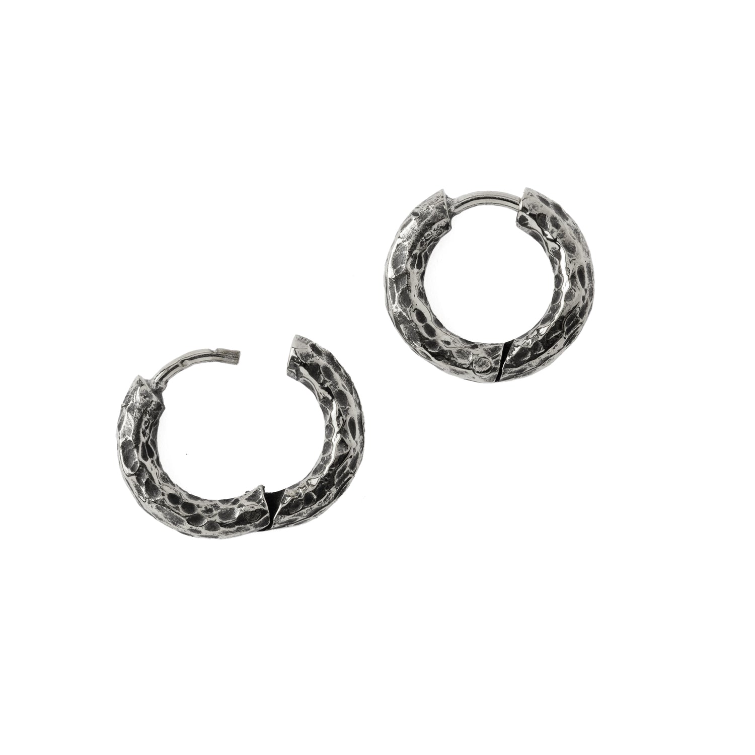 Hammered Silver Clicker Hoops