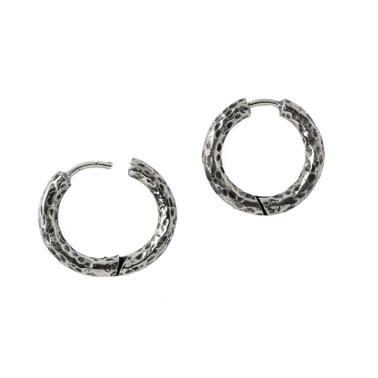 Hammered Silver Clicker Hoops