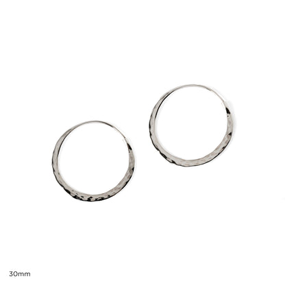 Hammered Silver Hoops