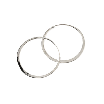 Hammered Silver Hoops