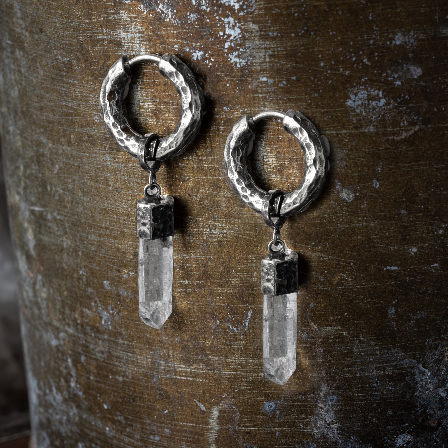 Silver and Crystal Clicker Earrings